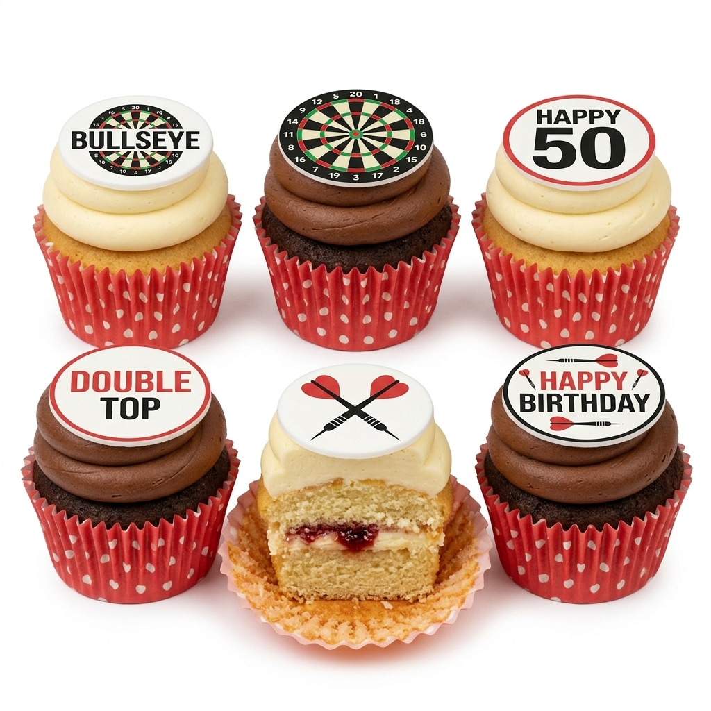 Darts Theme Birthday Cupcakes with Custom Age