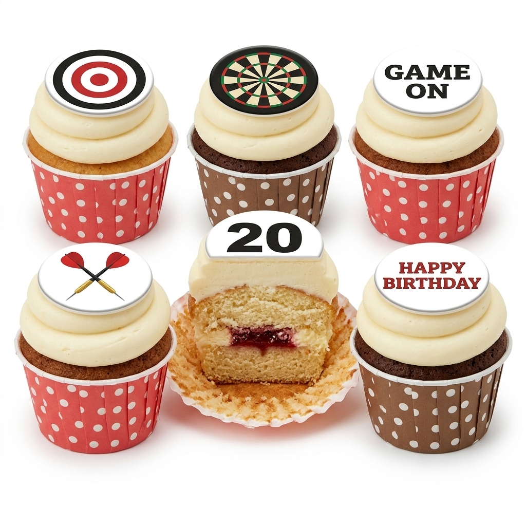 Darts Theme Birthday Cupcakes with Custom Age