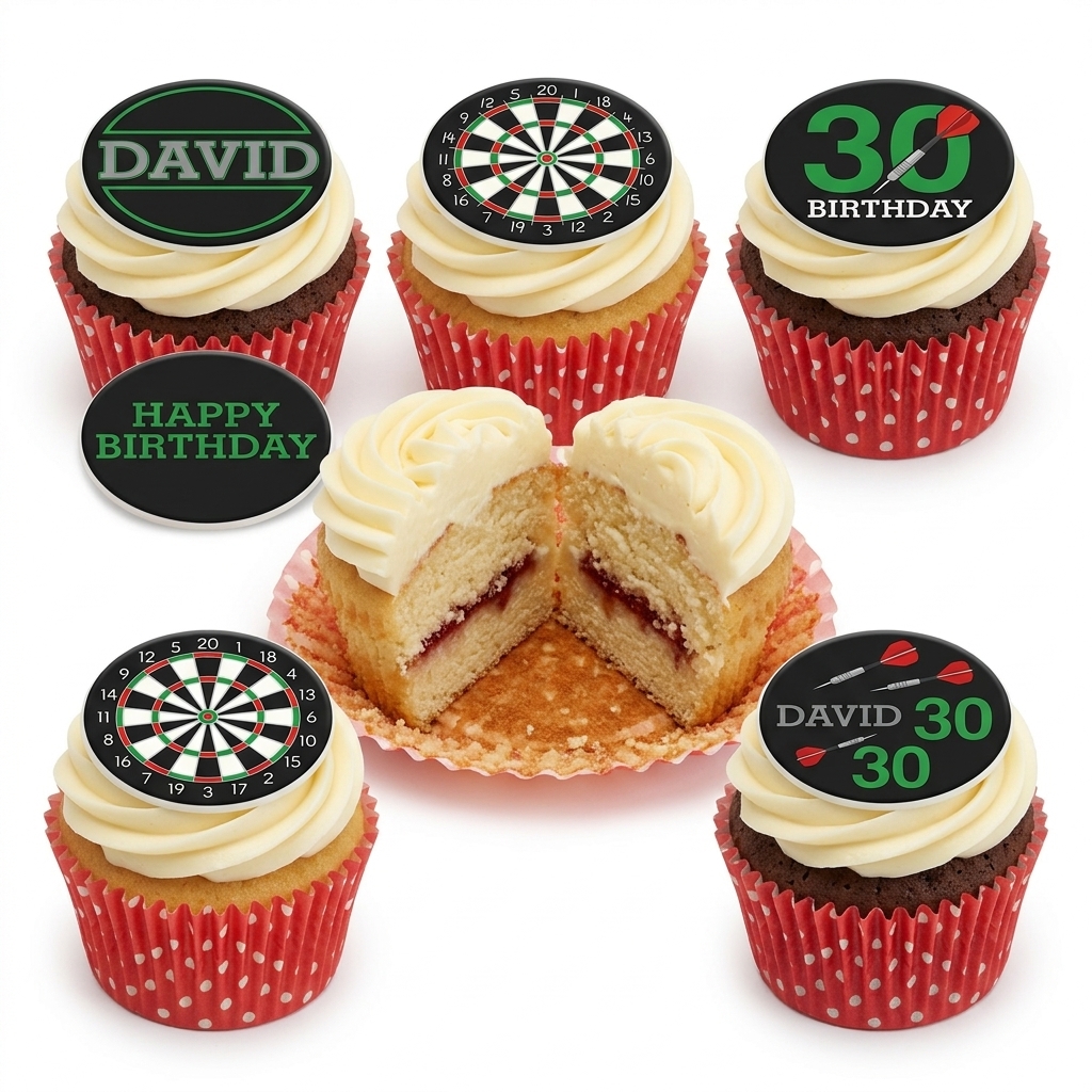 Darts Birthday Cupcakes with Custom Age