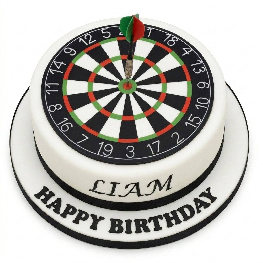 Darts Birthday Cake with Personalised Message