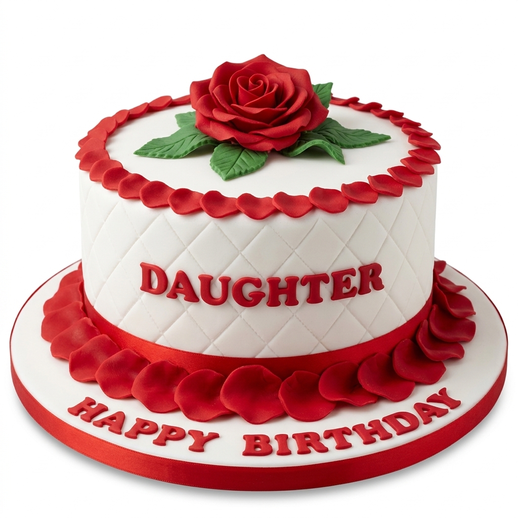 Elegant Red Rose Floral Birthday Cake