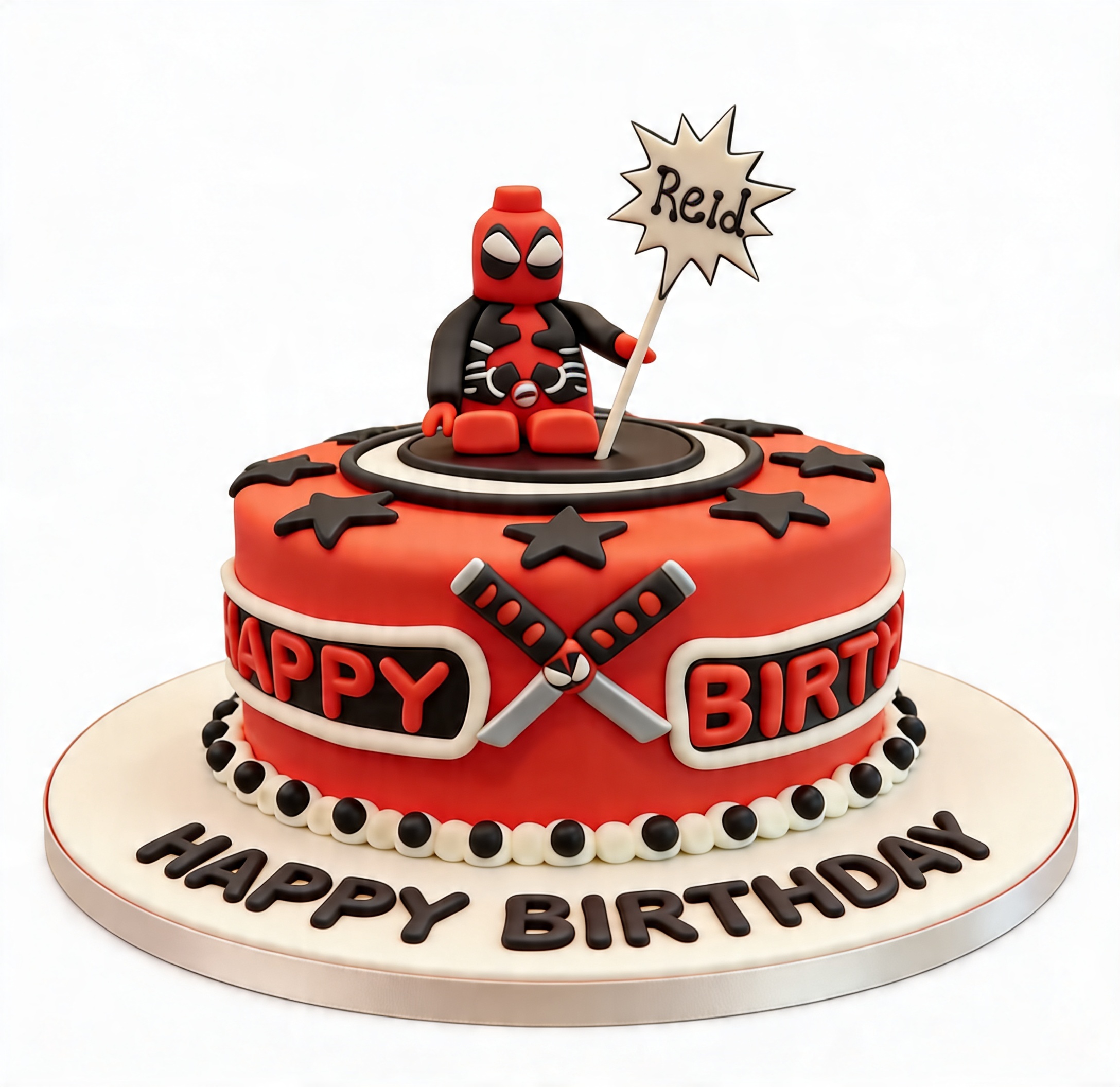 Deadpool Theme Birthday Cake