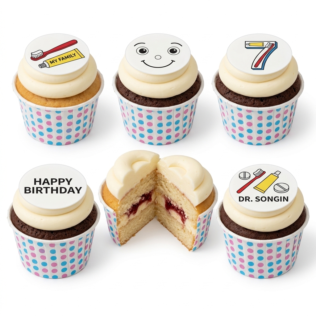 Dental Theme Birthday Cupcakes with Custom Toppers