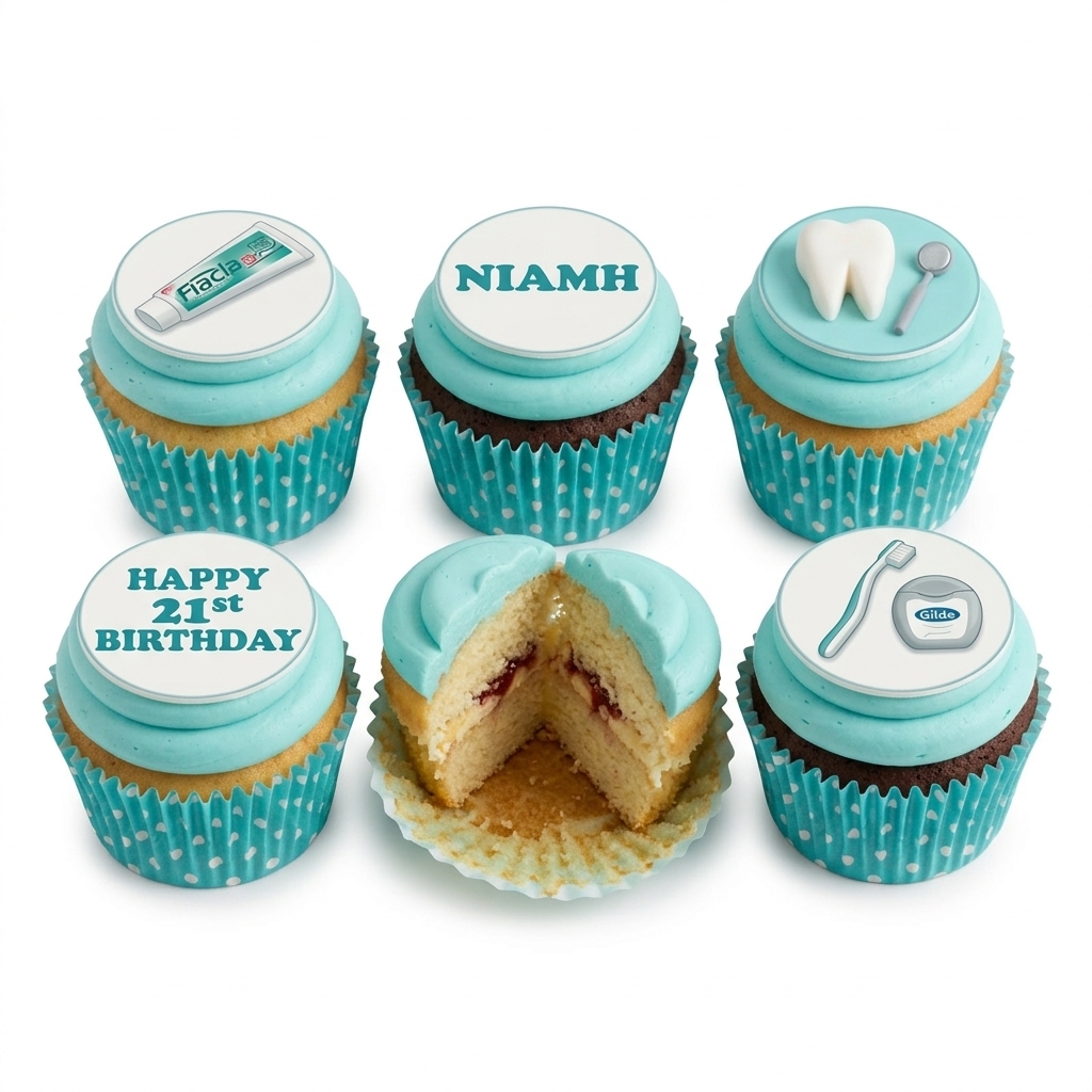 Dentist Theme Birthday Cupcakes with Custom Toppers