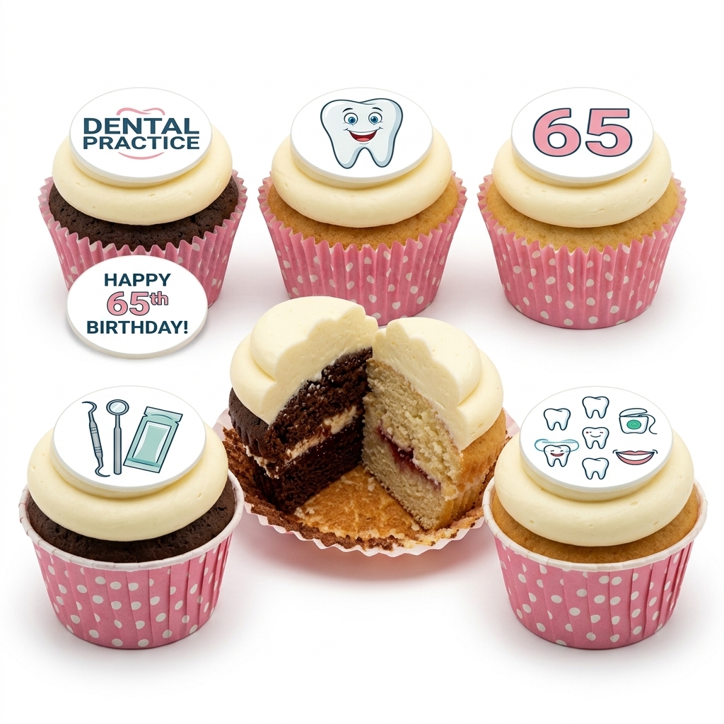 Dentist Theme Birthday Cupcakes with Custom Age Topper