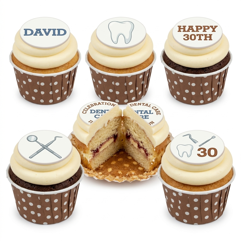 Dentist Birthday Cupcakes with Custom Toppers