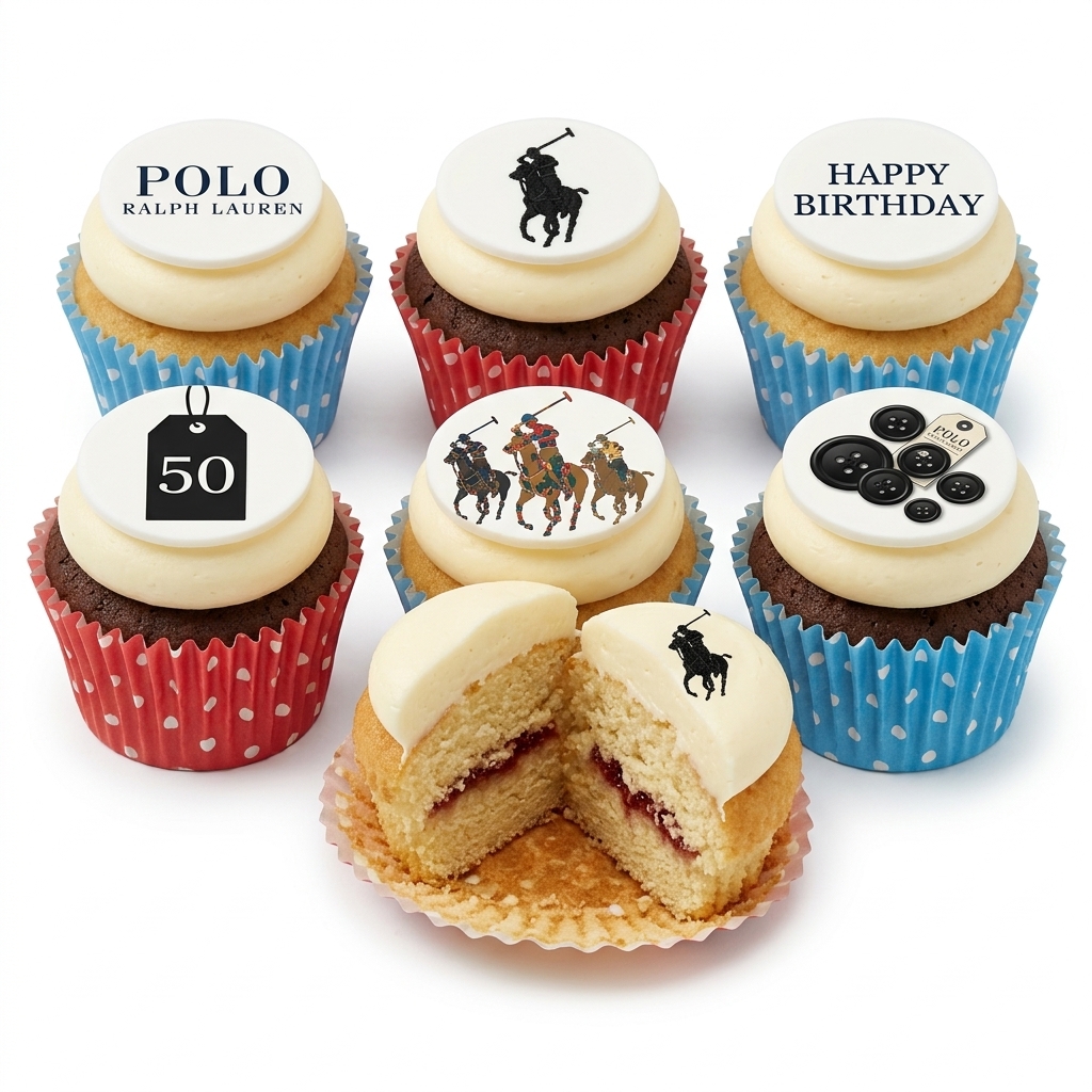 Polo Ralph Lauren Birthday Cupcakes with Custom Age Topper