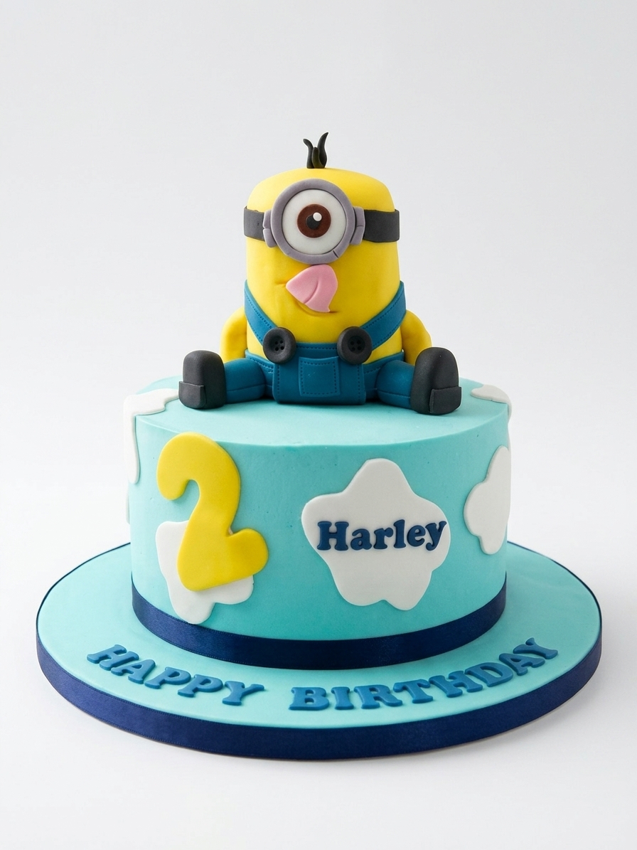 Minion Birthday Cake for Kids with Custom Age
