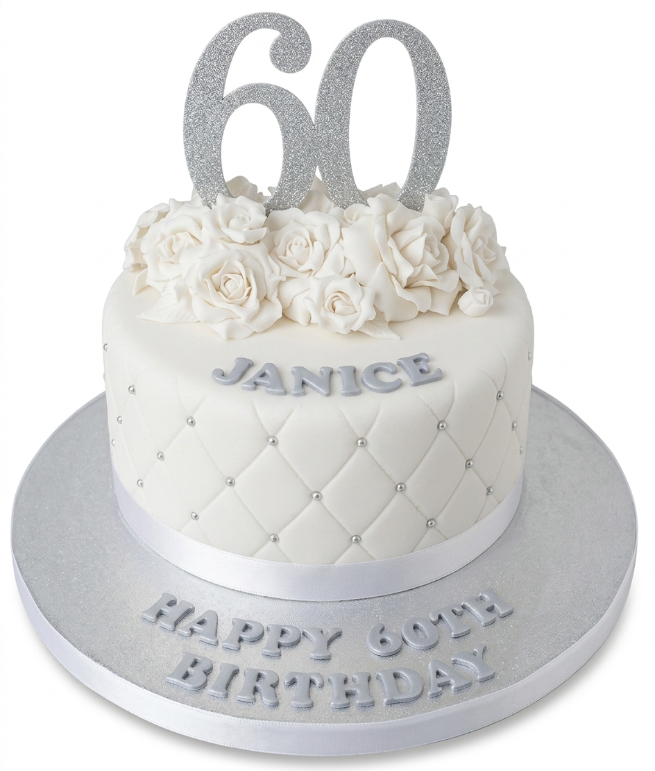 Elegant Floral Birthday Cake for Her with Custom Age Topper