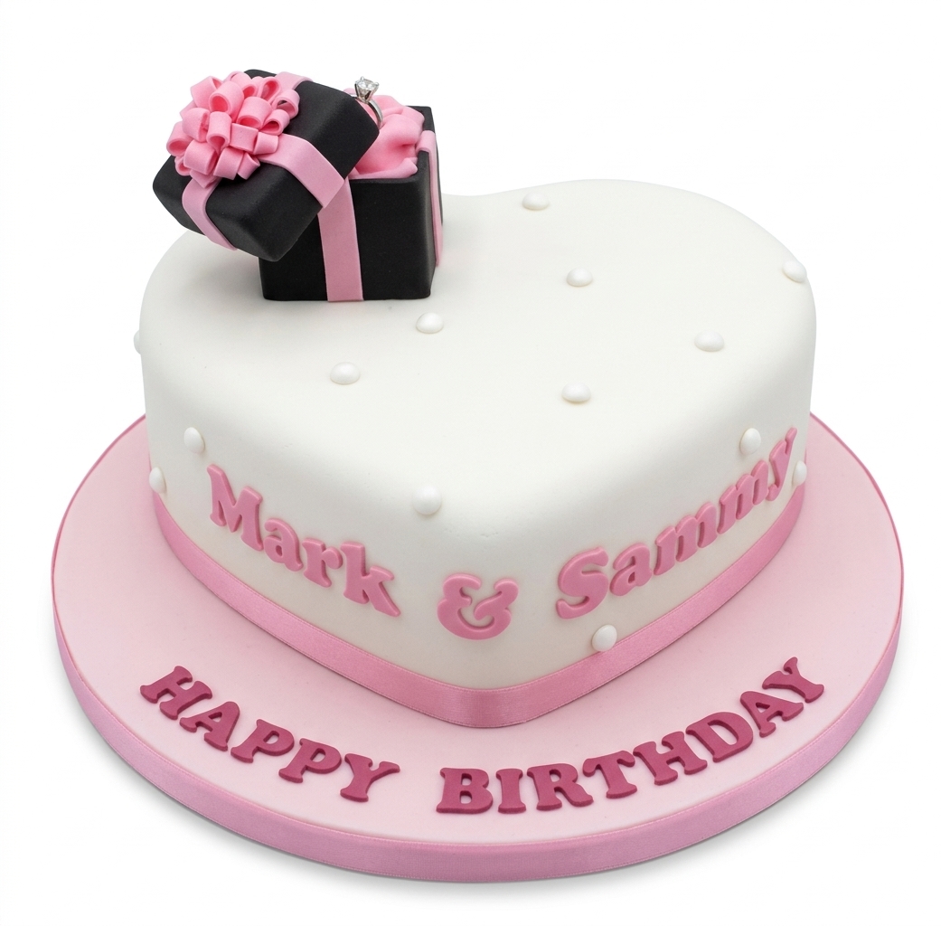 Heart Shaped Engagement Birthday Cake