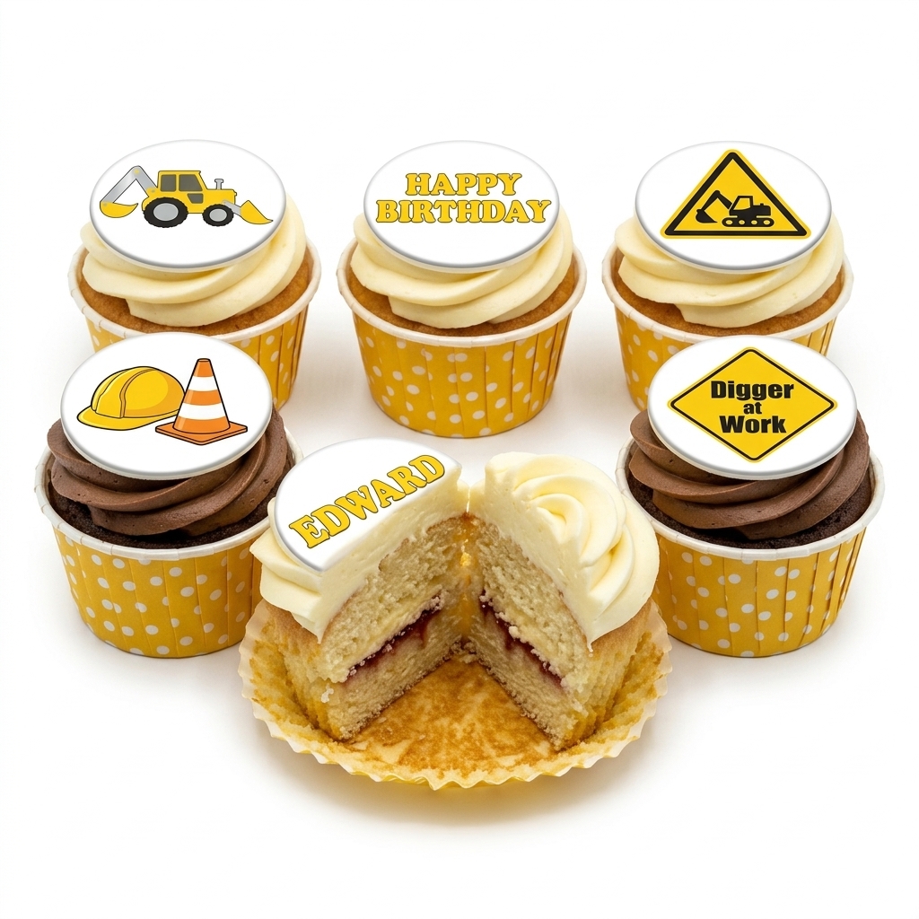 Digger & Construction Birthday Cupcakes for Boys