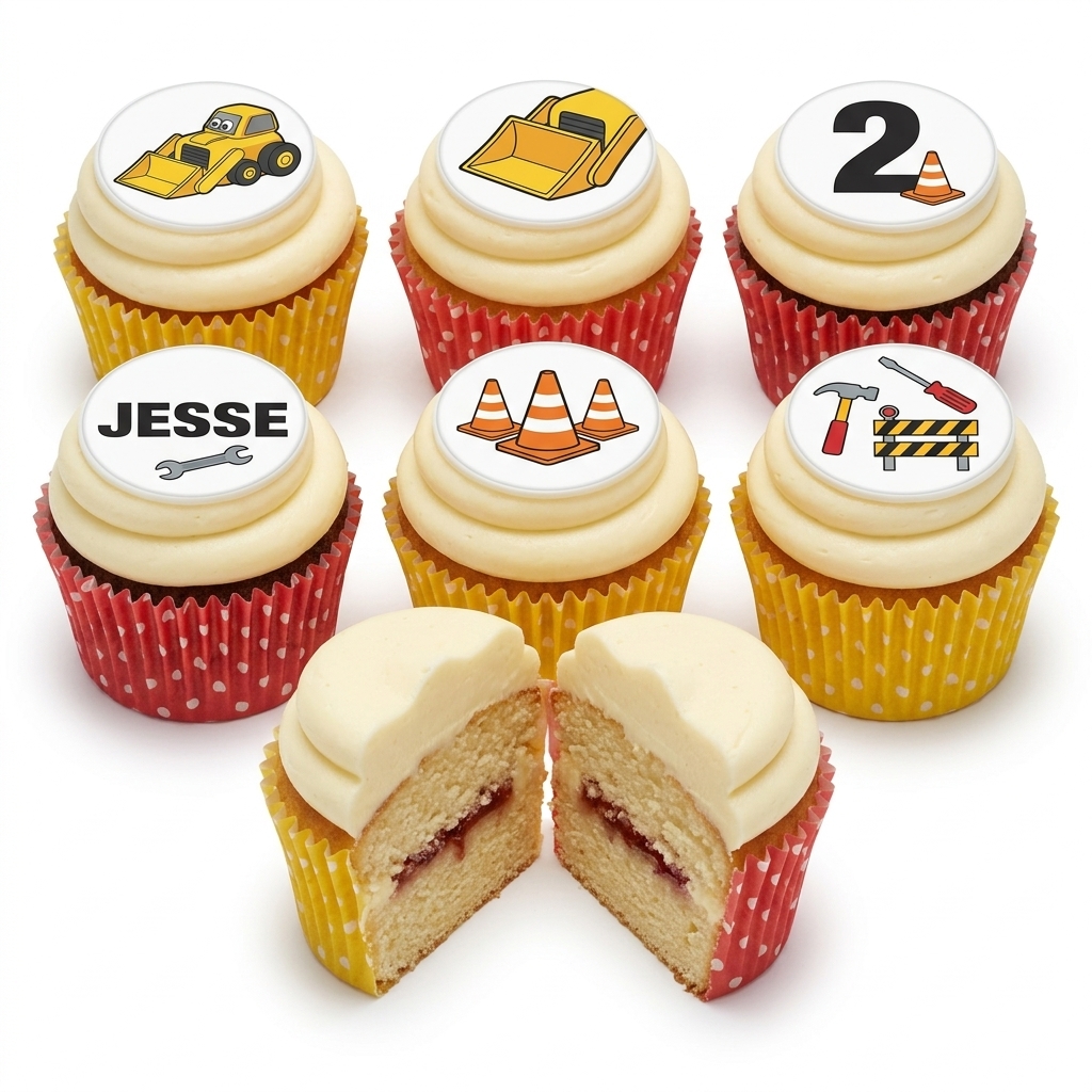 Digger Construction Birthday Cupcakes