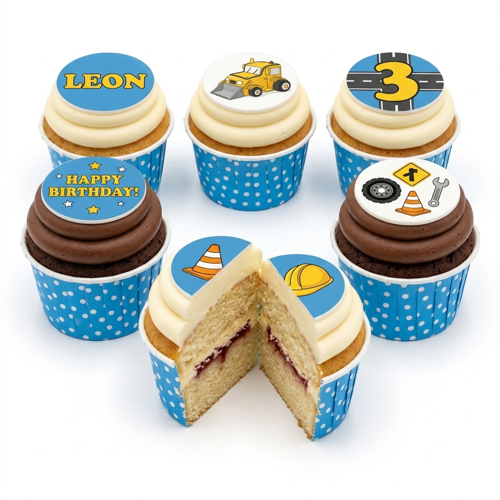 Digger Construction Birthday Cupcakes