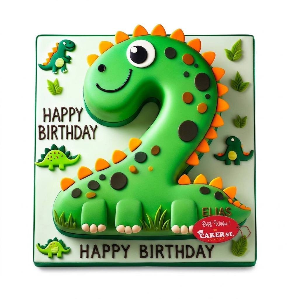 Dinosaur 2nd Birthday Cake