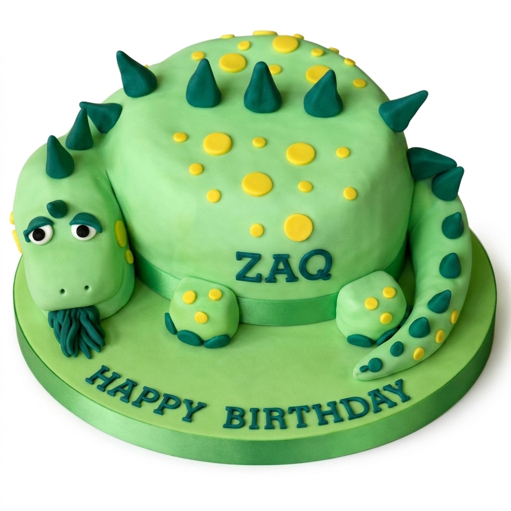 Green Dinosaur Birthday Cake