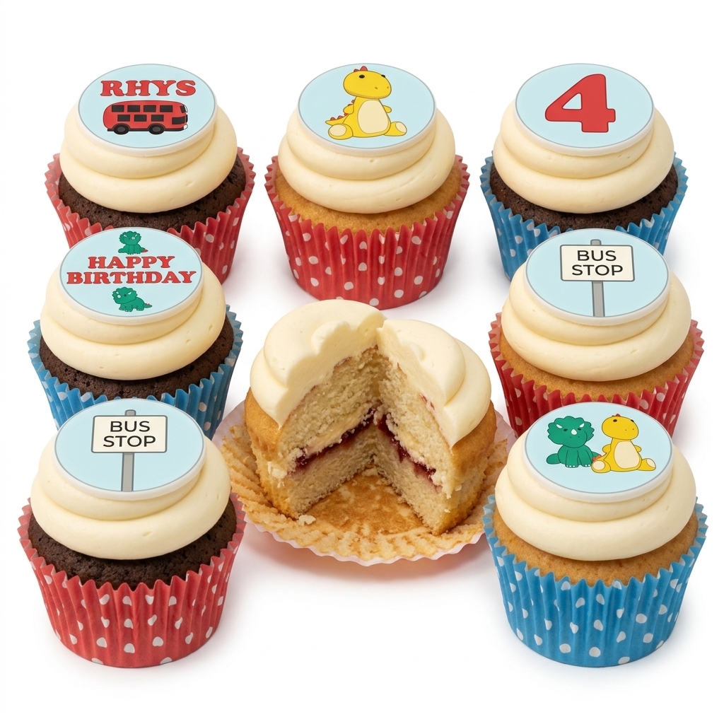 Dinosaur & Transport Kids Birthday Cupcakes