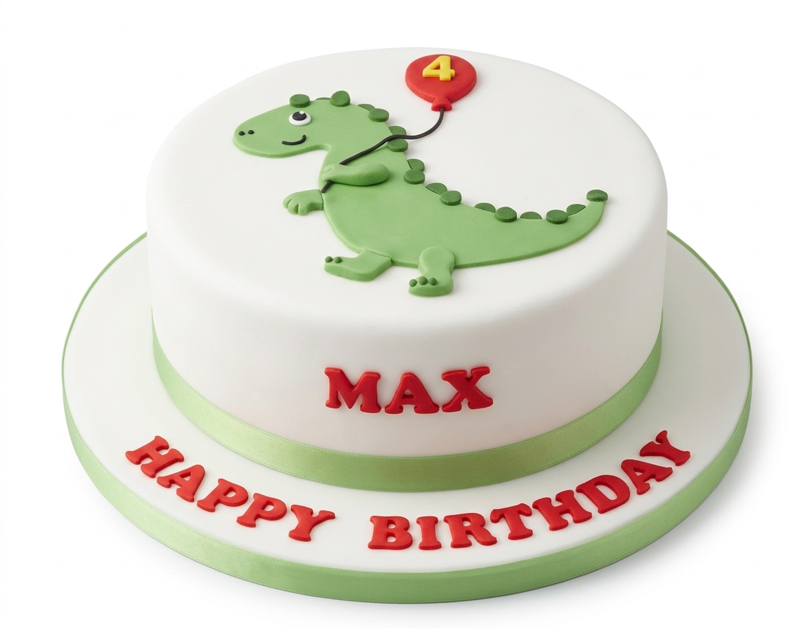 Dinosaur Birthday Cake for Kids with Custom Age