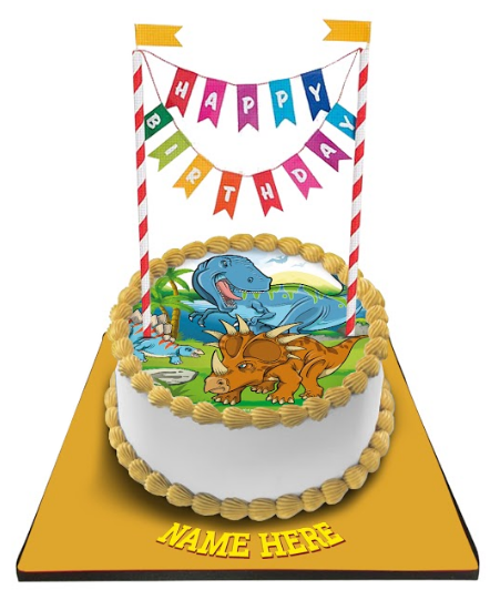 Dinosaur Cake with Happy Birthday Bunting