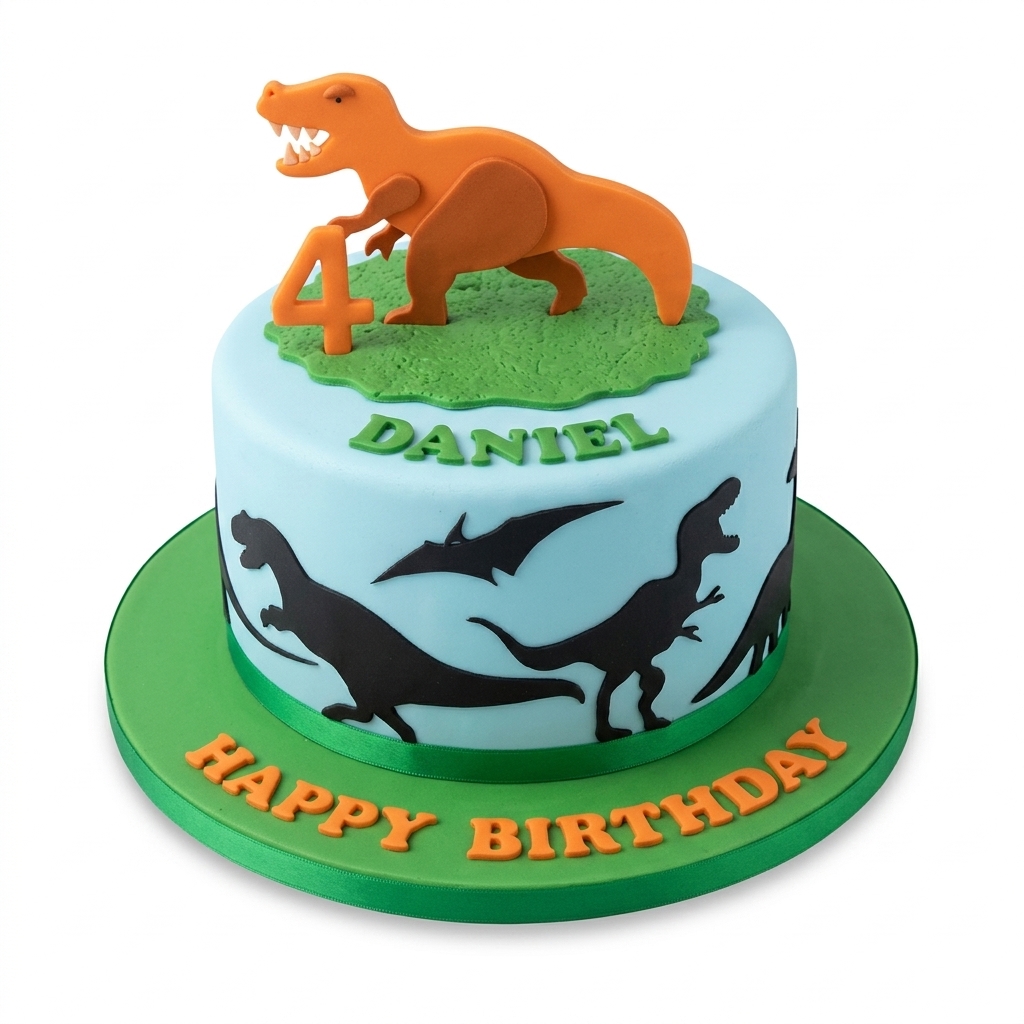 Dinosaur Birthday Cake with Custom Age Topper