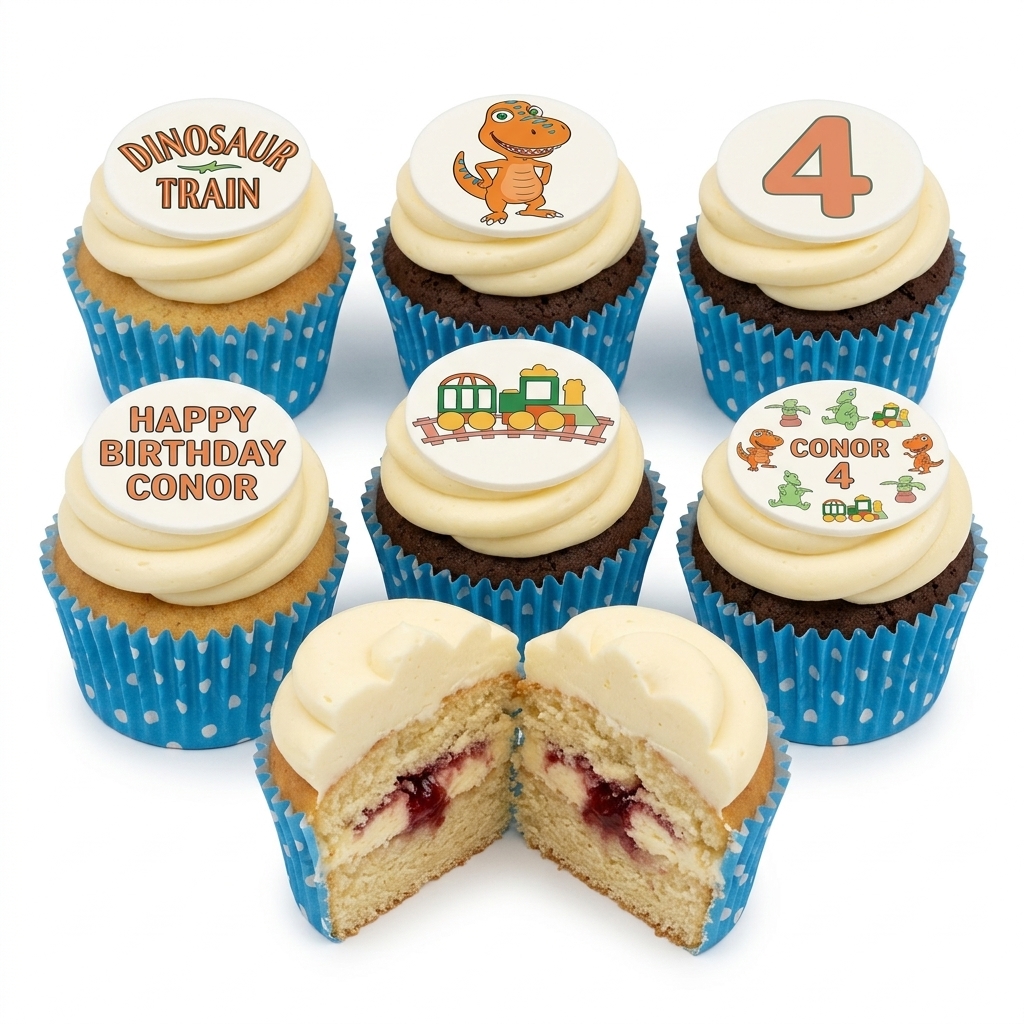 Dinosaur Train Kids Birthday Cupcakes with Custom Age