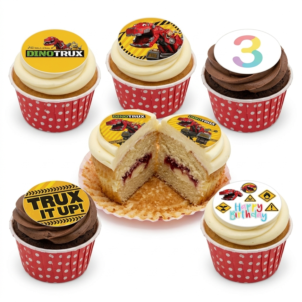 Dinotrux Birthday Cupcakes for Boys with Custom Age Topper