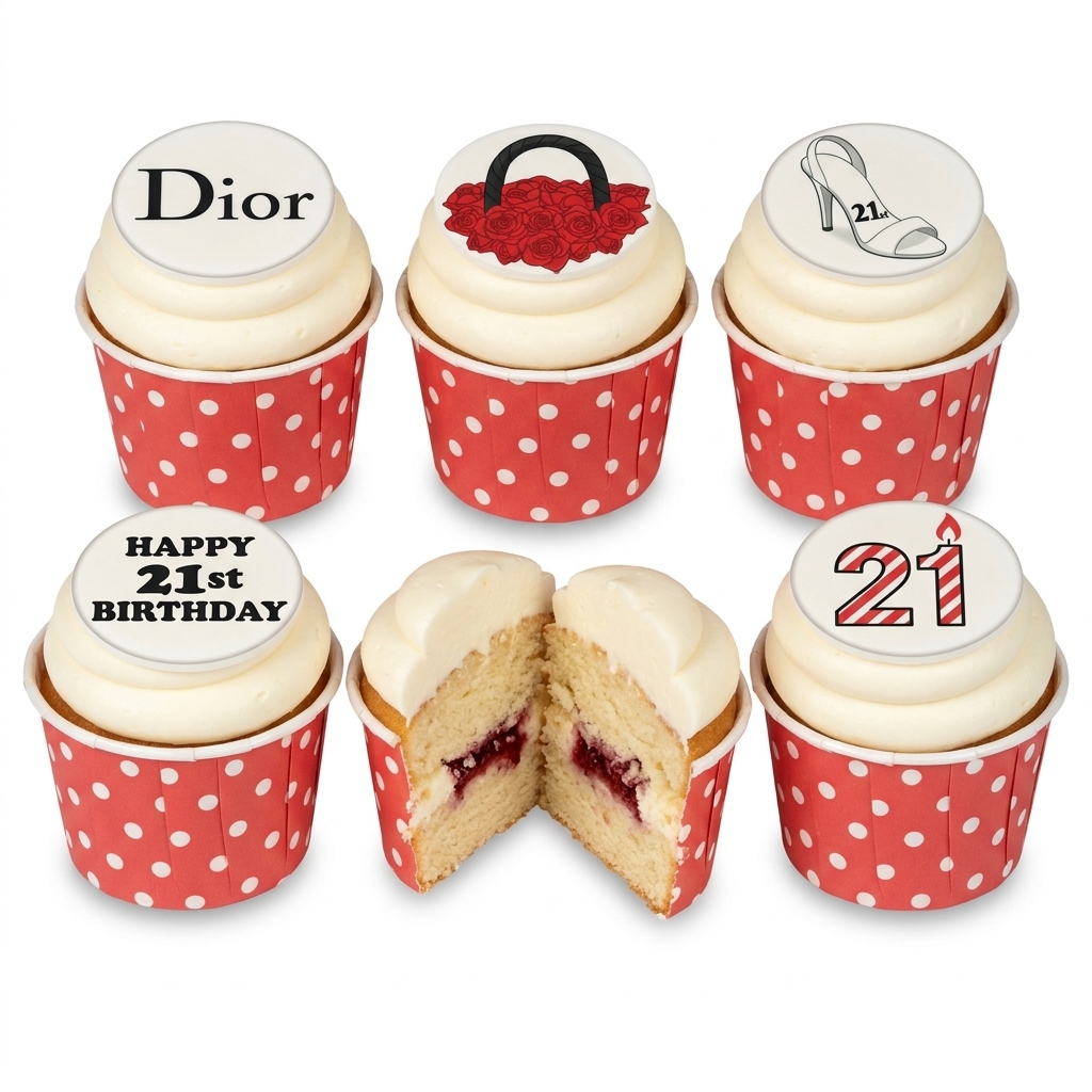 Dior Inspired Birthday Cupcakes with Custom Age Topper