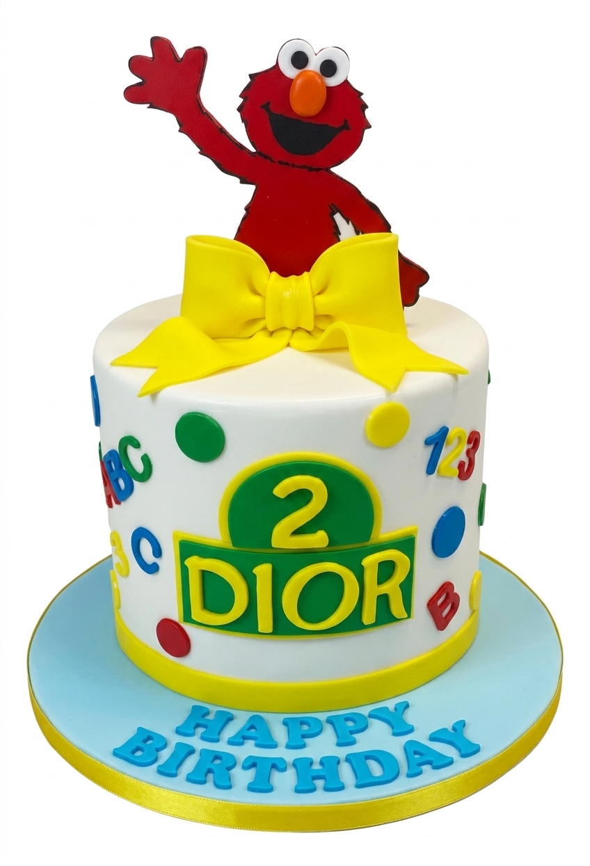 Elmo Birthday Cake for Kids with Custom Age