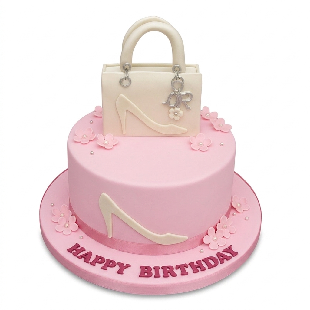 Elegant High Heel & Handbag Birthday Cake