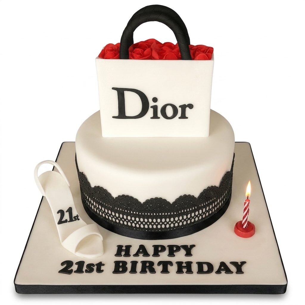 Dior Birthday Cake with Shopping Bag & High Heel