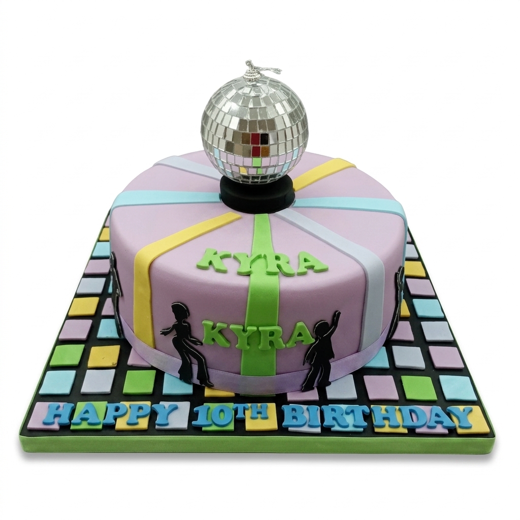 Disco Party Birthday Cake with Custom Age