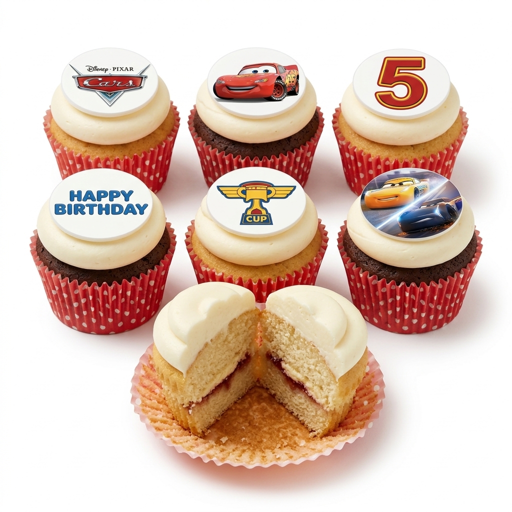Disney Cars Birthday Cupcakes with Custom Age Topper