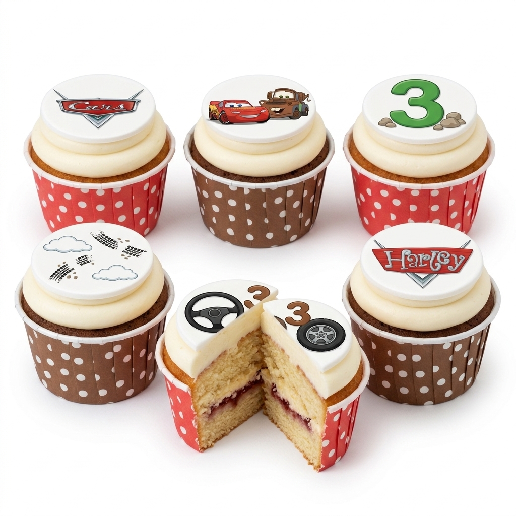 Disney Cars Birthday Cupcakes with Custom Age