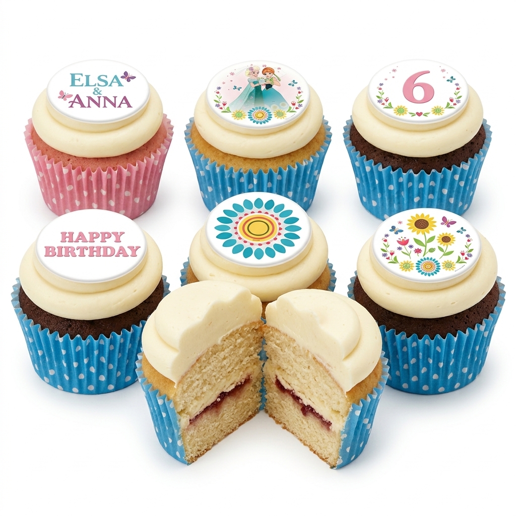 Disney Frozen & Floral Birthday Cupcakes