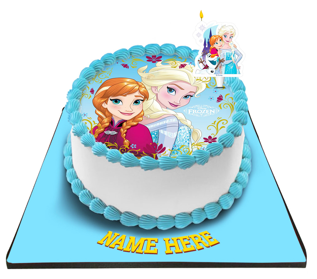 Disney Frozen Princess Cake With Frozen Candle