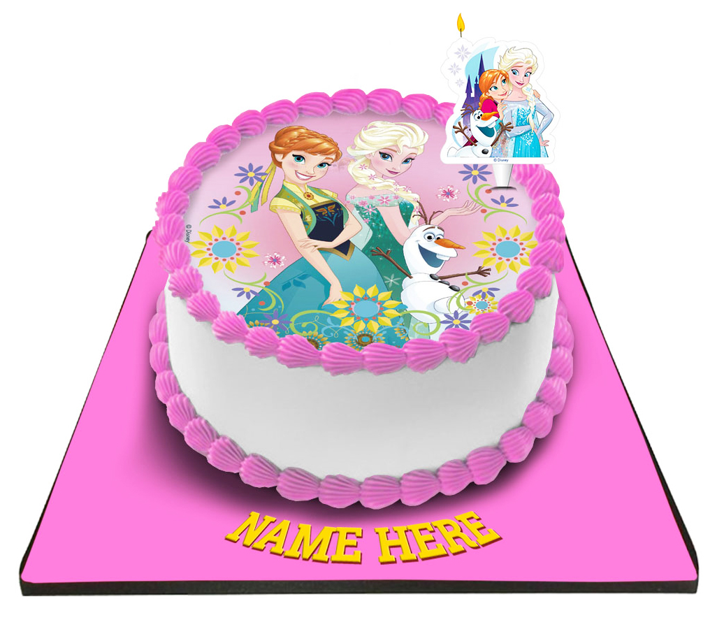 Disney Frozen Princess Cake With Frozen Candle