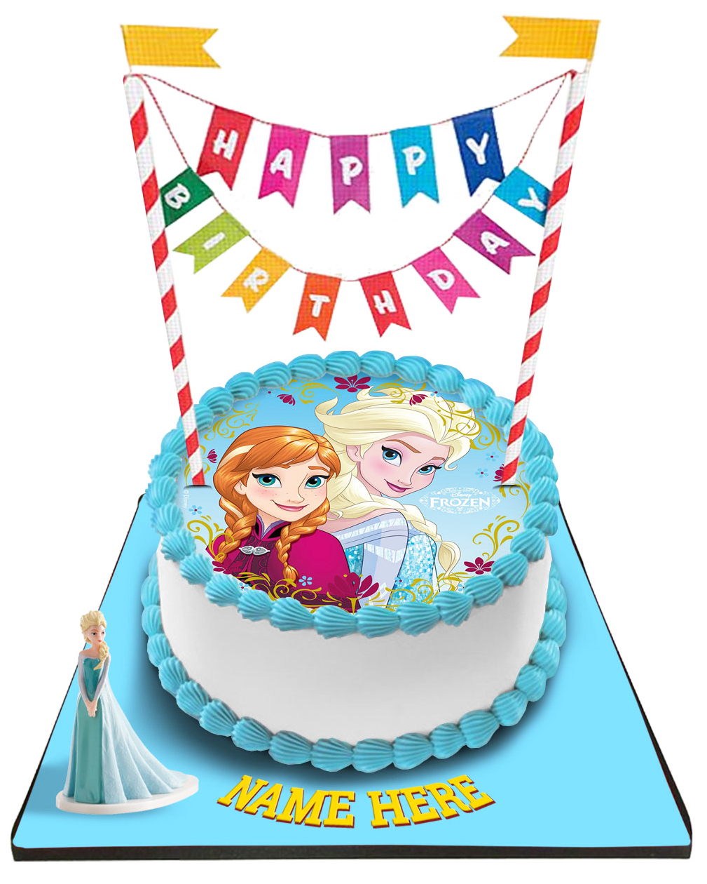 Disney Frozen Princess Cake with Happy Birthday Bunting &Topper