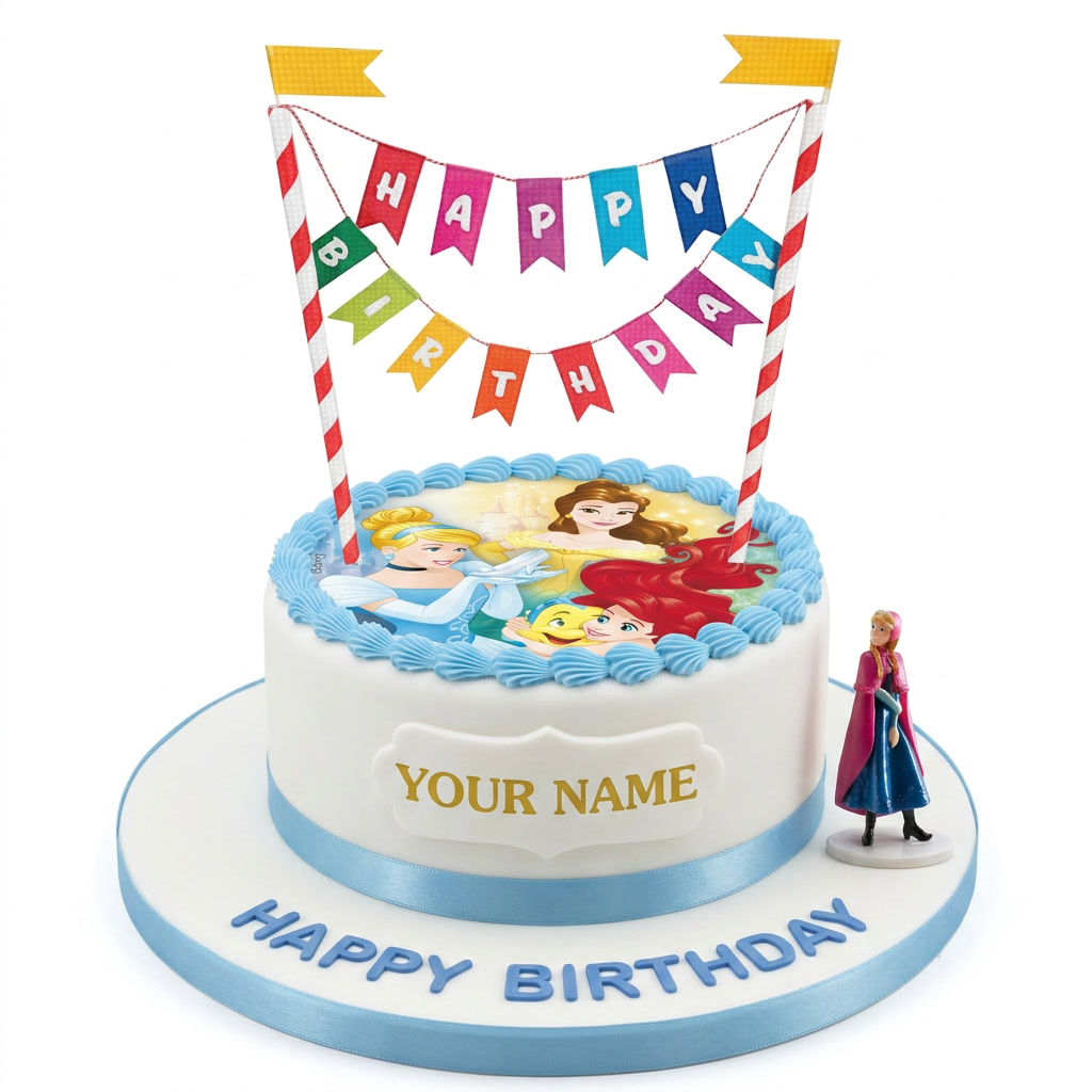 Disney Princess Birthday Cake with Personalised Name