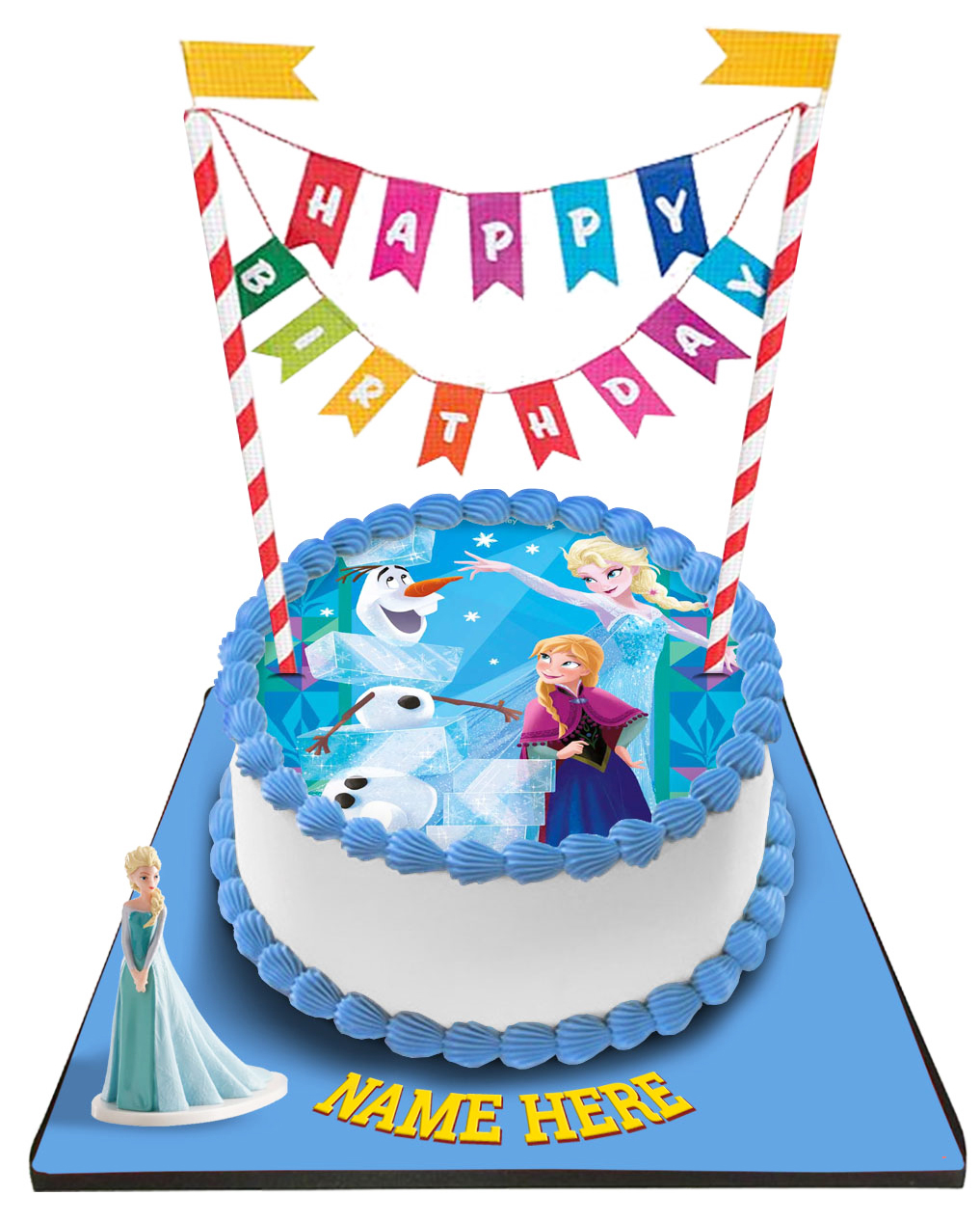 Disney Frozen Princess Cake with Happy Birthday Bunting &Topper