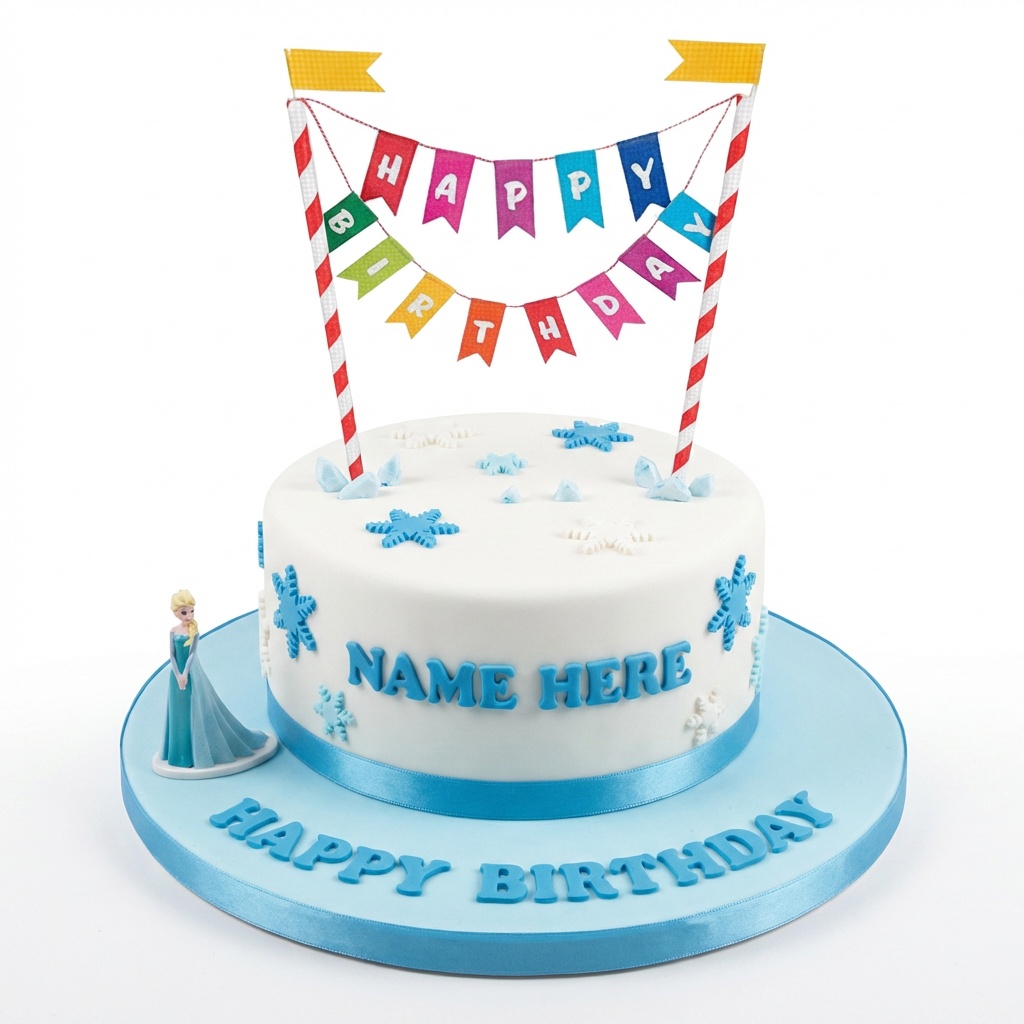 Frozen Elsa Birthday Cake with Personalised Name