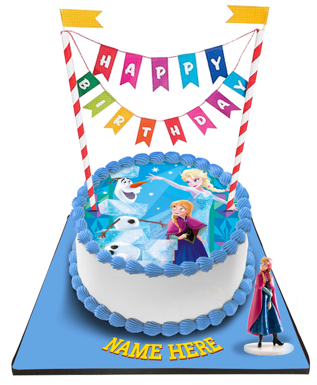 Disney Frozen Princess Cake with Happy Birthday Bunting &Topper