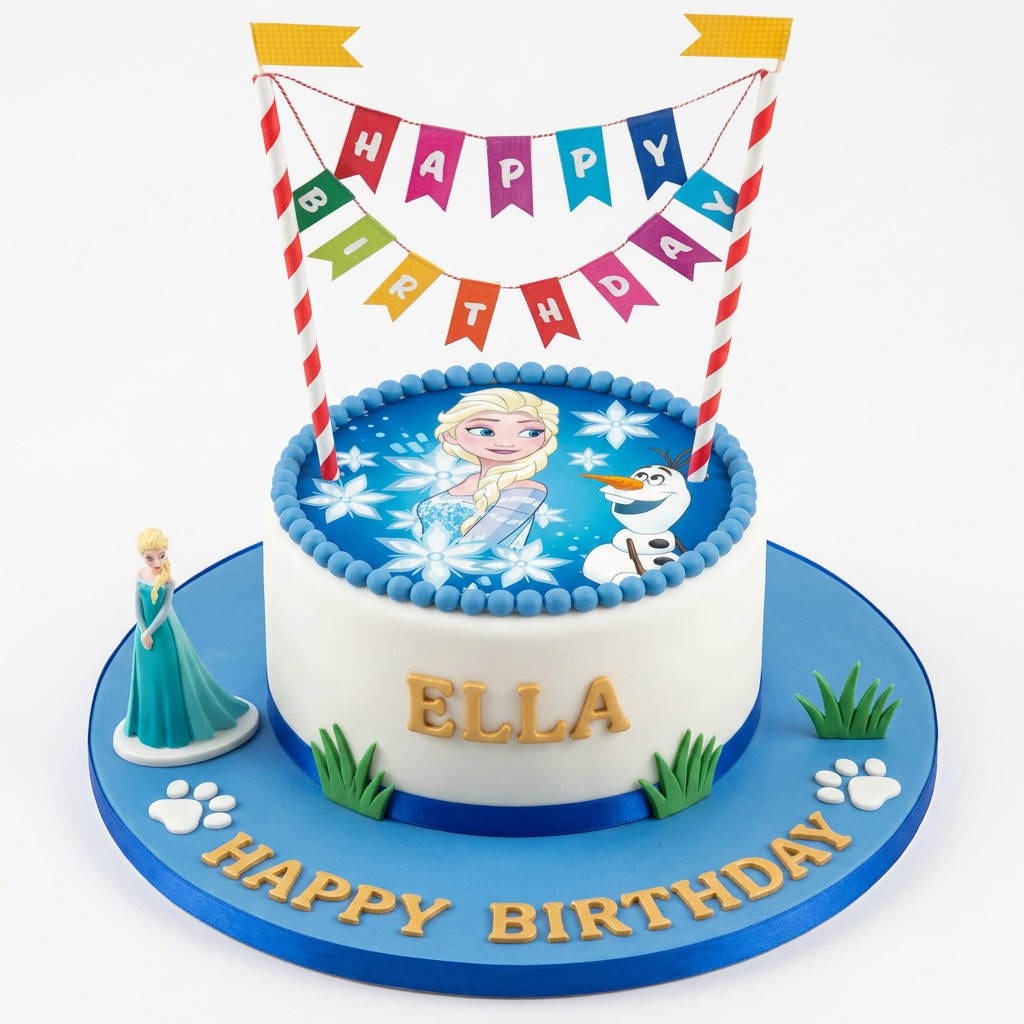 Frozen Birthday Cake for Girls with Elsa & Olaf