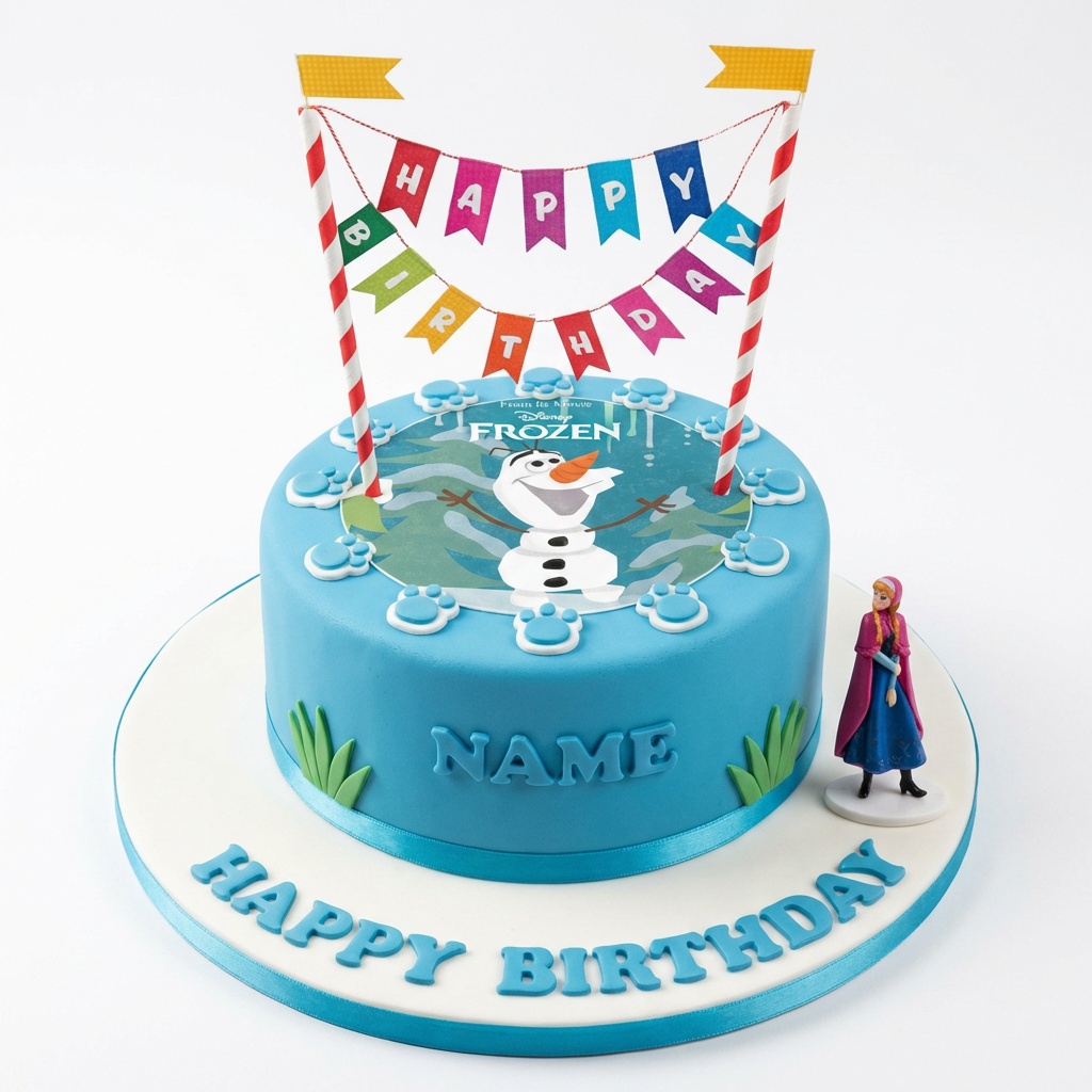 Frozen Birthday Cake with Olaf & Personalised Name