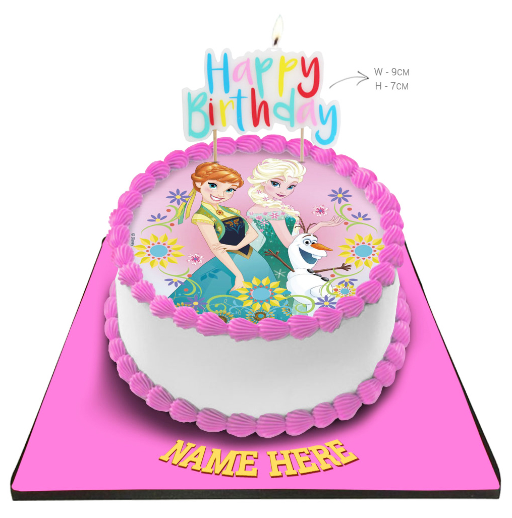 Disney Princess Cake with Happy Birthday Candle