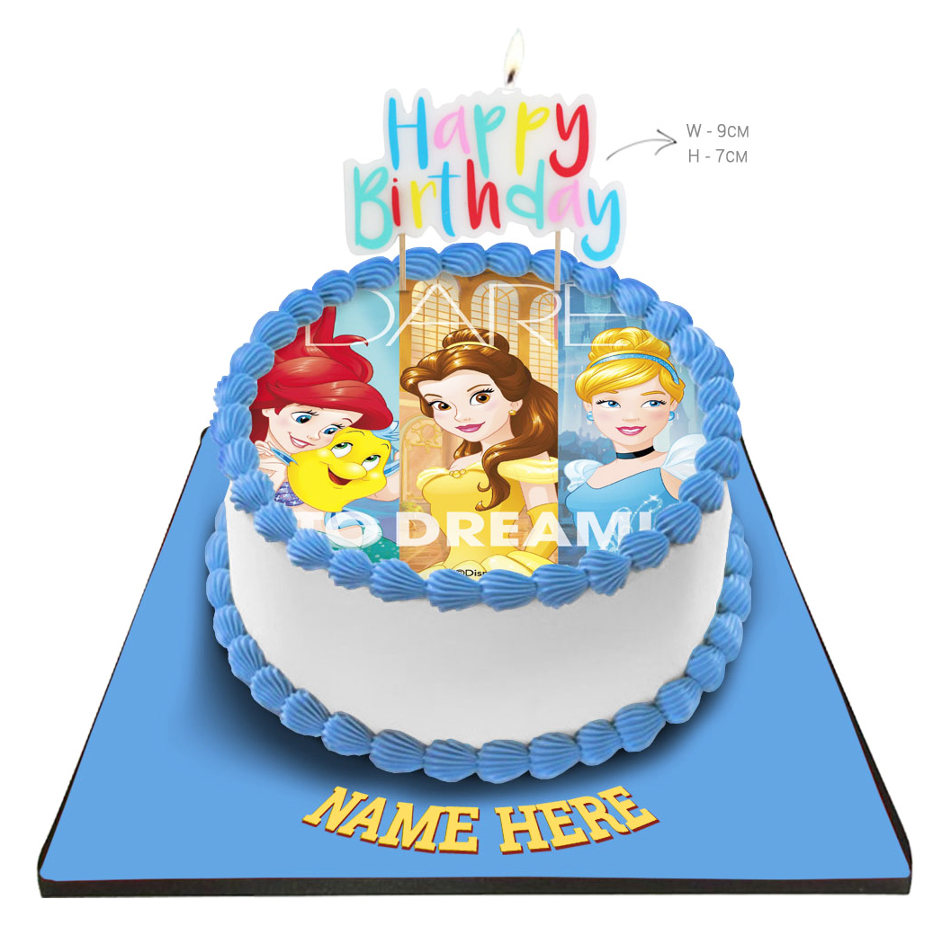 Disney Princess Cake With Happy Birthday Candle