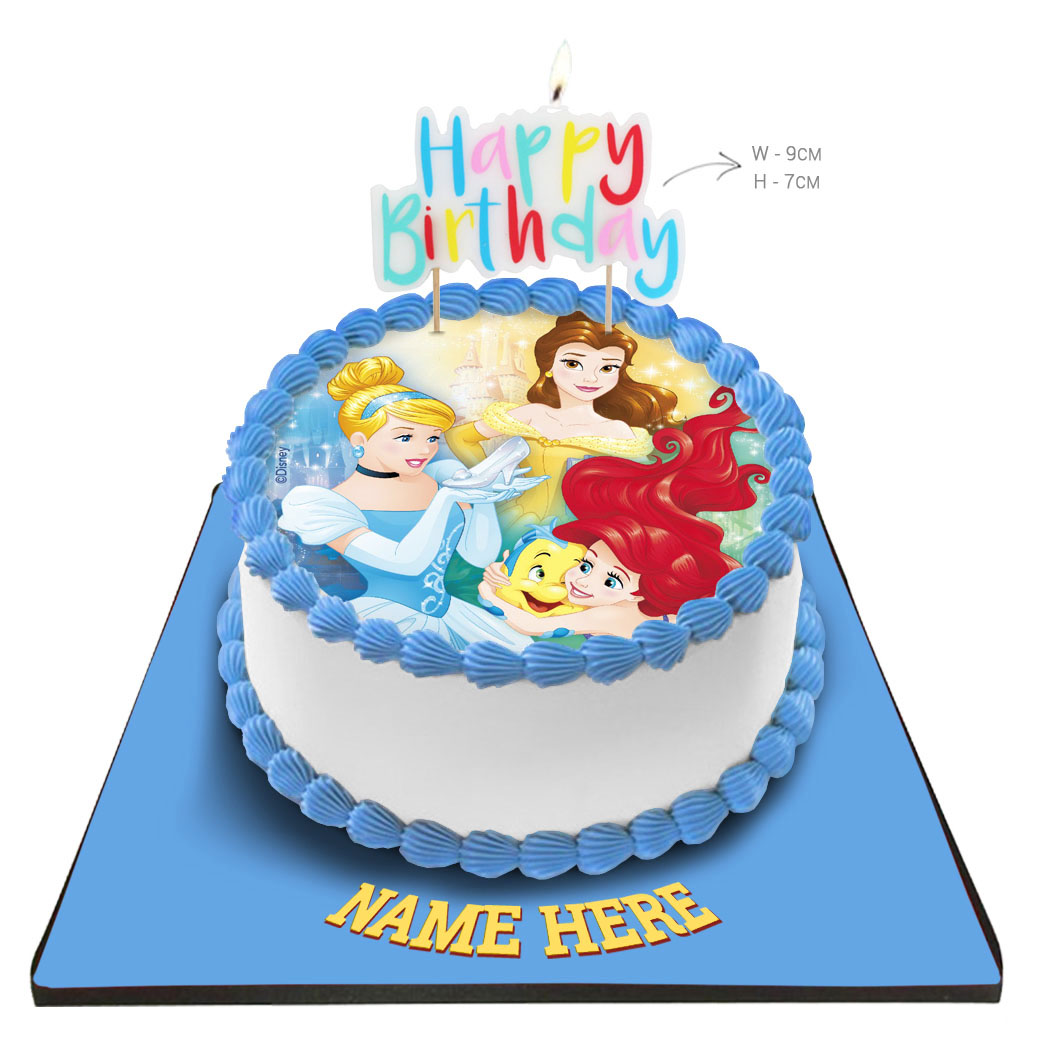 Disney Princess Cake With Happy Birthday Candle