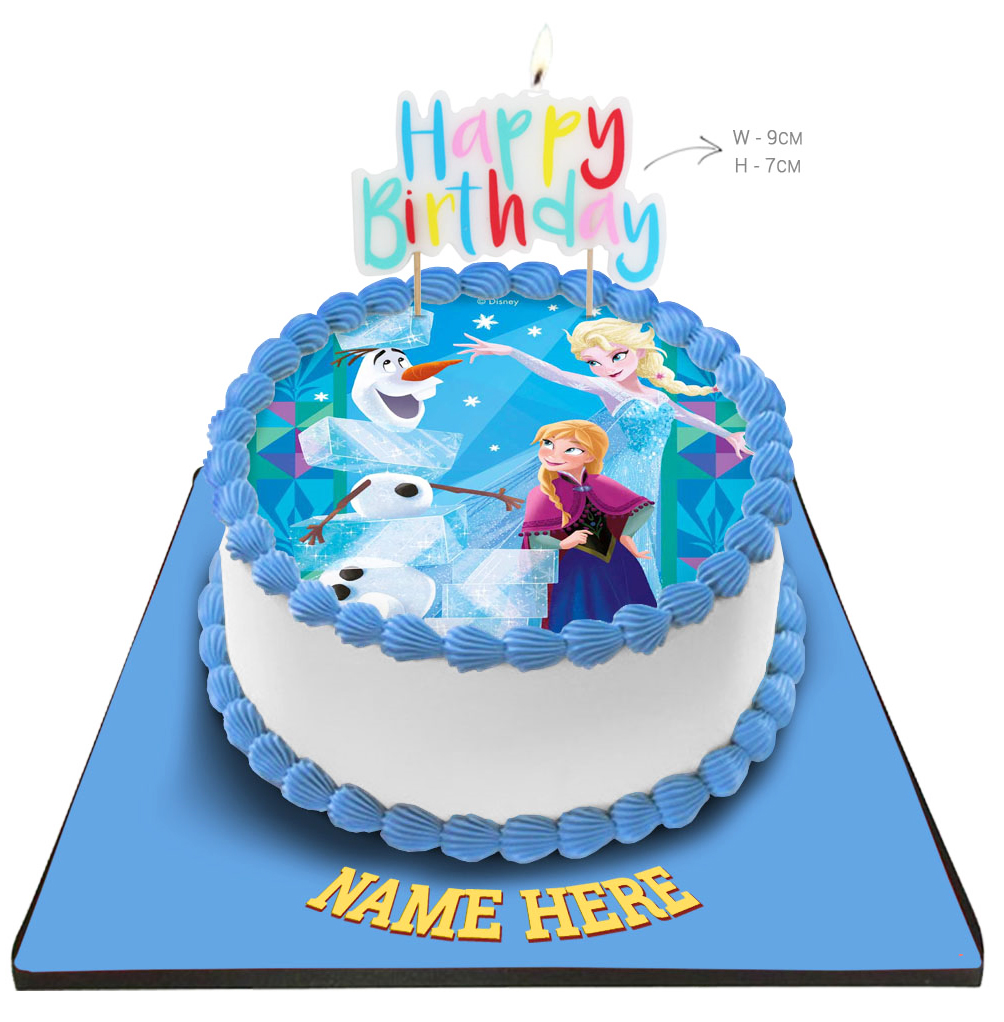Disney Frozen Princess Cake with Happy Birthday Candle