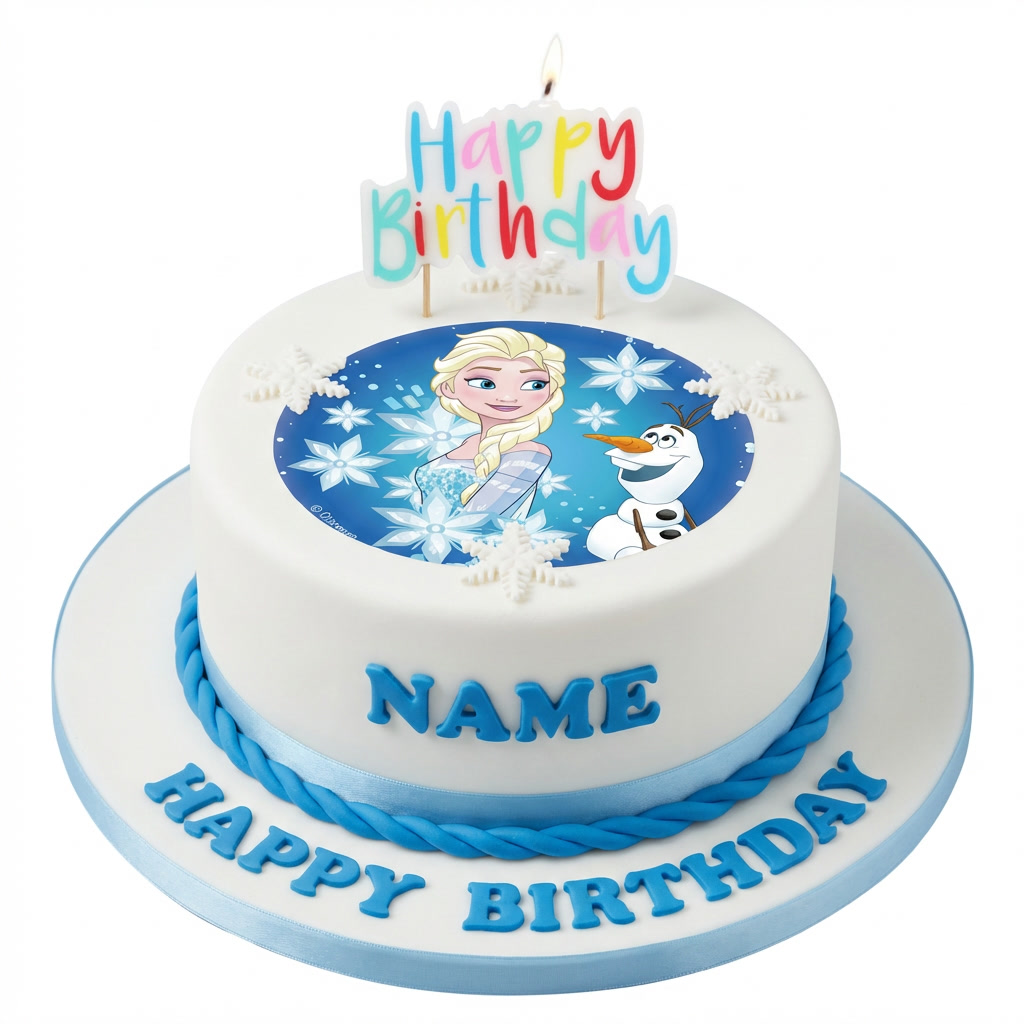 Frozen Elsa & Olaf Personalised Birthday Cake
