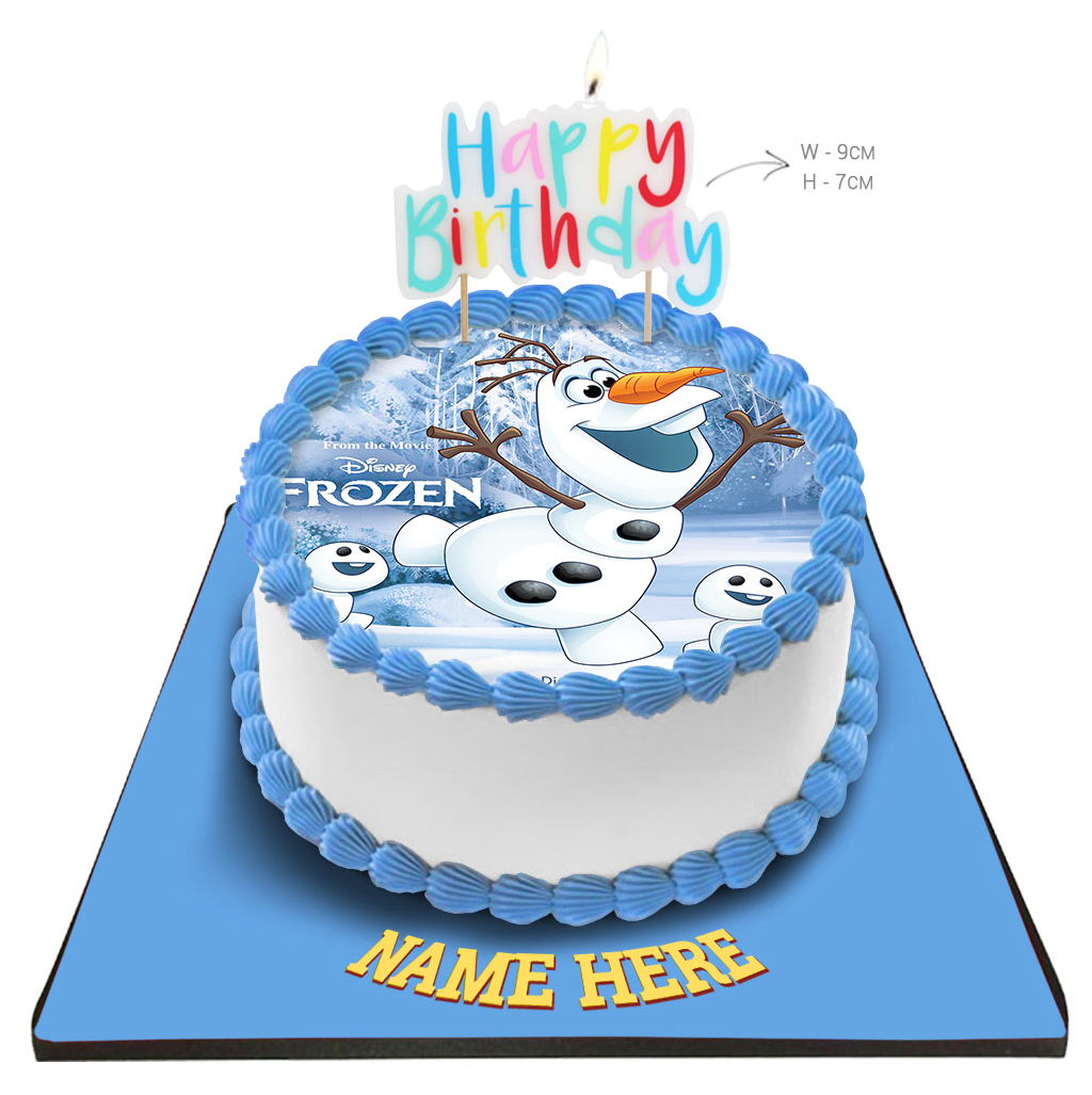 Disney Frozen Princess Cake With Happy Birthday Candle
