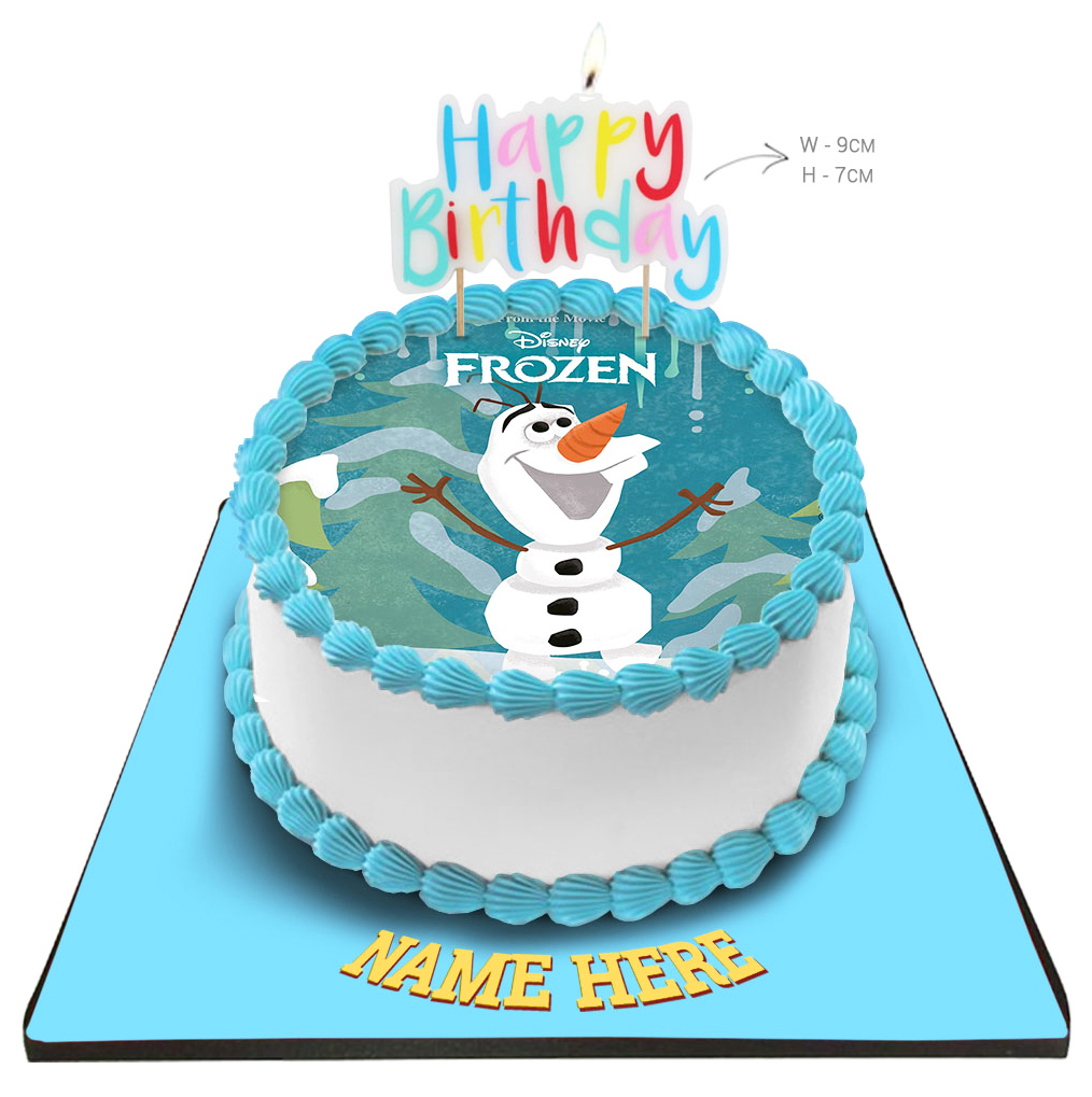 Disney Frozen Princess Cake With Happy Birthday Candle