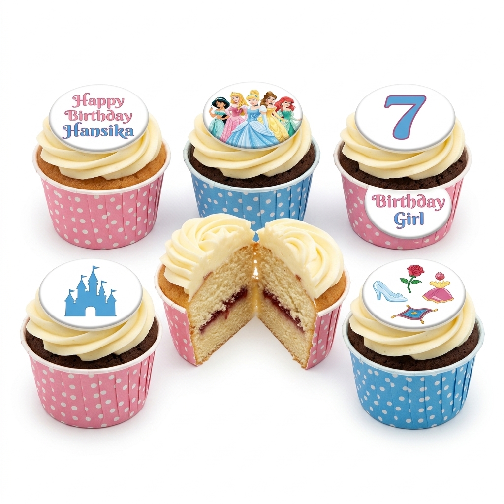 Disney Princess Birthday Cupcakes for Girls with Custom Age